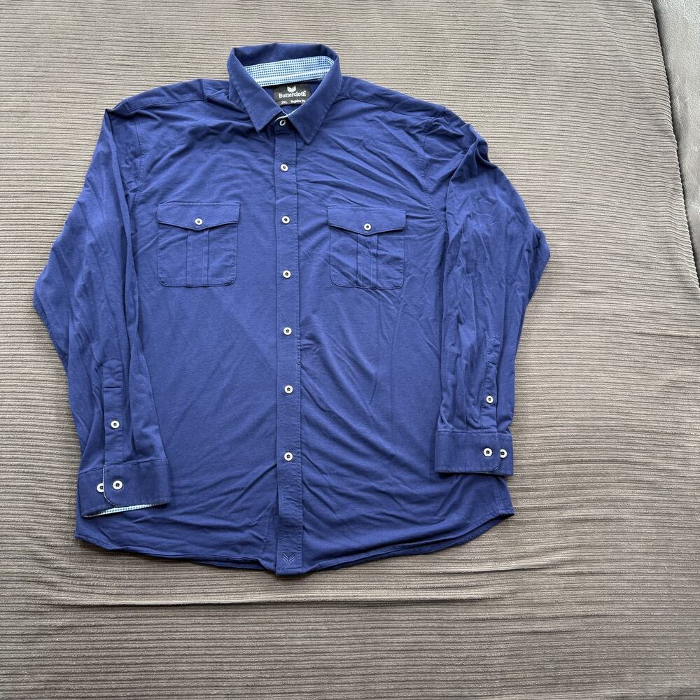 Buttercloth Shirt Mens 2XL Regular Fit Long Sleeve Button Up Stretch Pockets